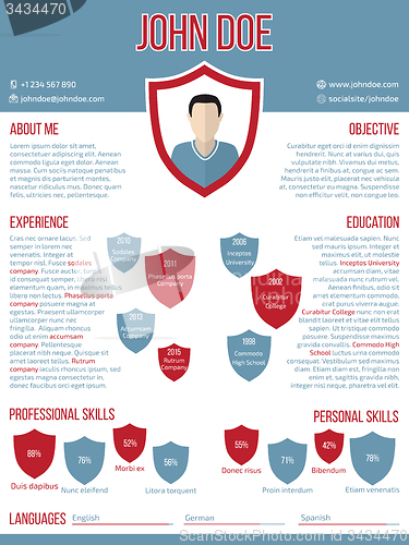 Image of Modern resume cv template with shield shaped photo