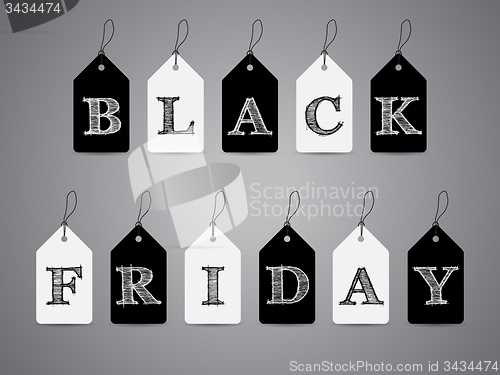 Image of Black and white labels with Black Friday text