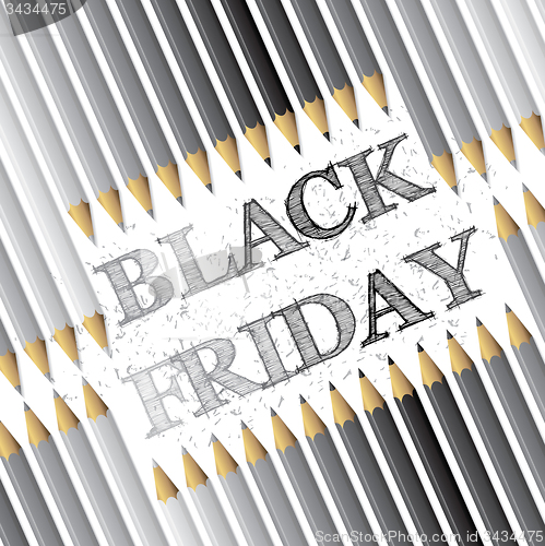 Image of Black friday advertising background with pencils and text