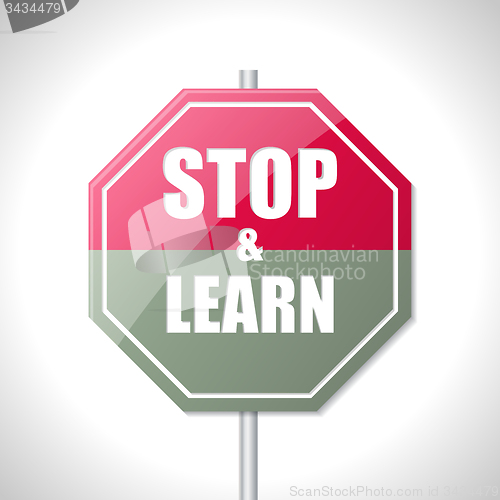 Image of Stop and learn bicolor traffic sign