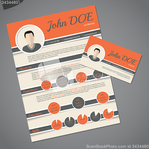 Image of Resume cv template with business card