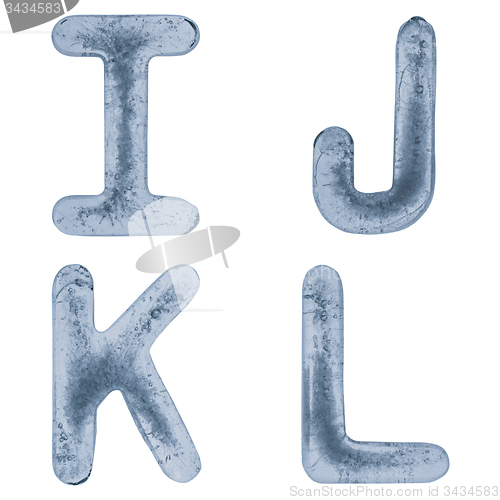 Image of Letters I, J, K and L in ice