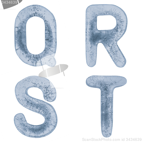 Image of Letters Q, R, S and T in ice