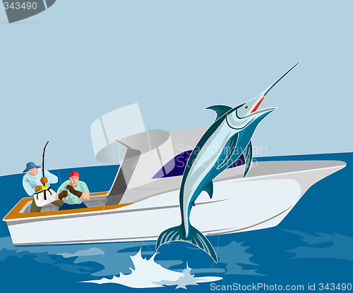 Image of Fishermen catching a marlin