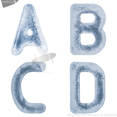 Image of Letters A,B,C and D in ice