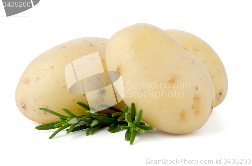 Image of New potatoes and green herbs