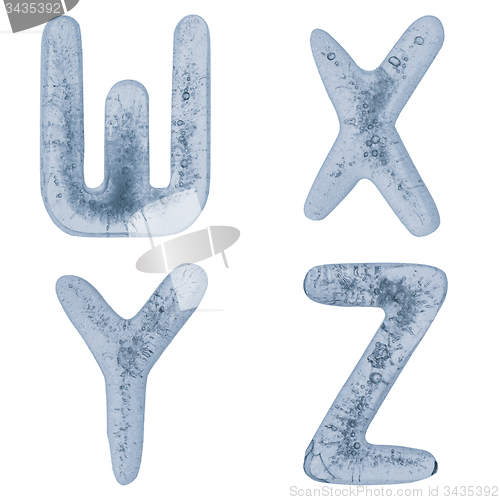 Image of Letters W, X, Y and Z in ice