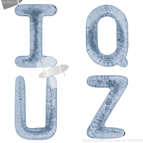 Image of Letters Q, U, I and Z in ice