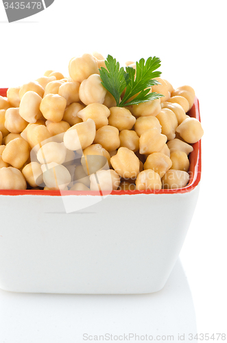 Image of Closeup of a bowl with boiled chickpeas