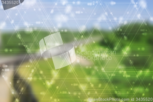 Image of Abstract landscape backdrop and tech shiny triangles