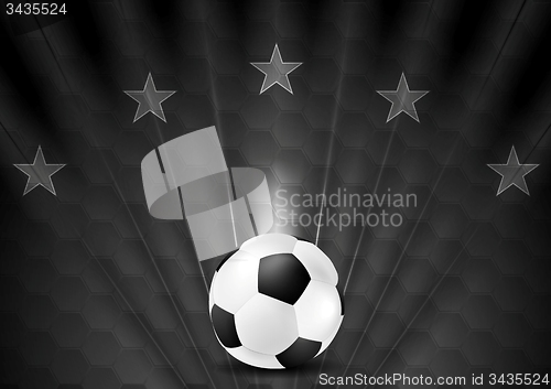 Image of Black abstract soccer football background with stars