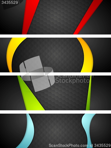 Image of Abstract dark corporate banners with bright waves