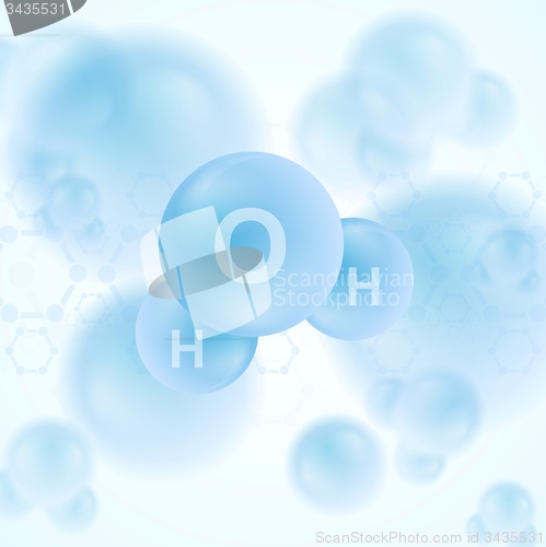 Image of H2o water blue molecule vector abstract design