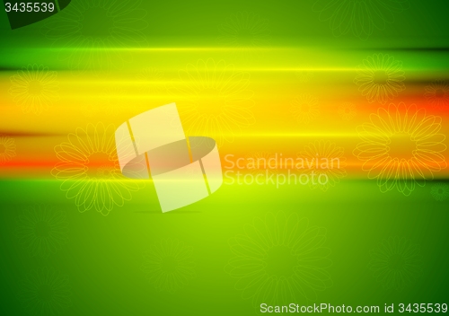 Image of Abstract summer background with glowing stripes and camomiles