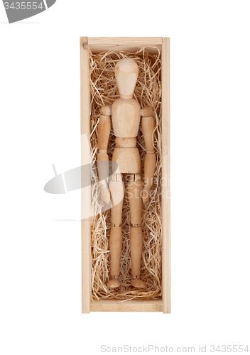 Image of Wood figure mannequin in a wooden box