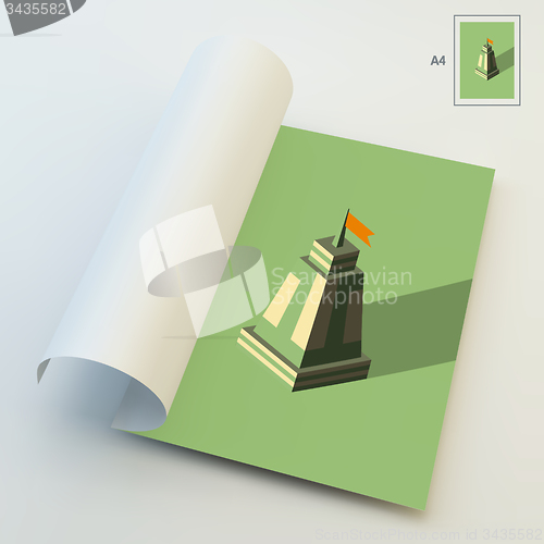 Image of A4 Business Blank. Leader concept. Tower. 3d vector illustration.