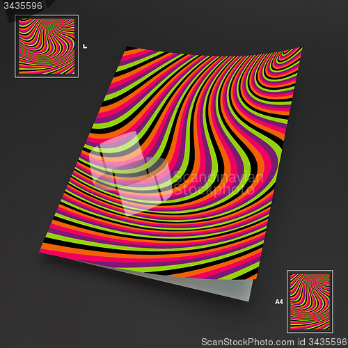 Image of A4 Business Blank. Abstract Striped Background. Optical Art. 