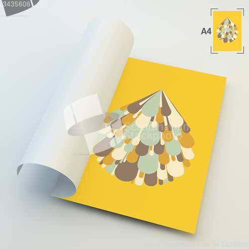 Image of A4 Business Blank. Salute And Fireworks. 3d Vector Illustration.