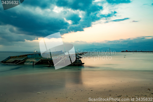 Image of Nusa penida, Bali beach with dramatic sky