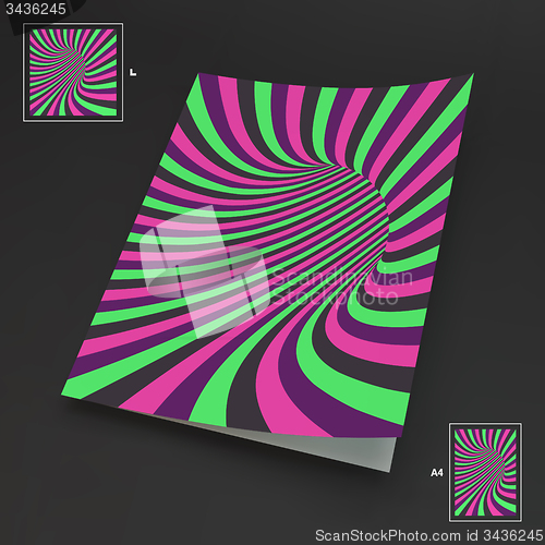 Image of A4 Business Blank. Abstract Striped Background. Optical Art. 