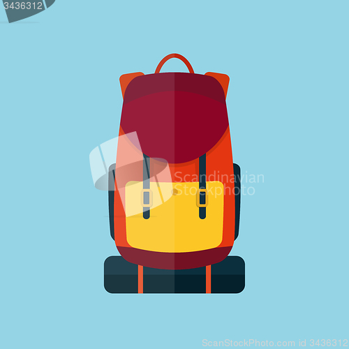 Image of Backpack flat style vector illustration icon