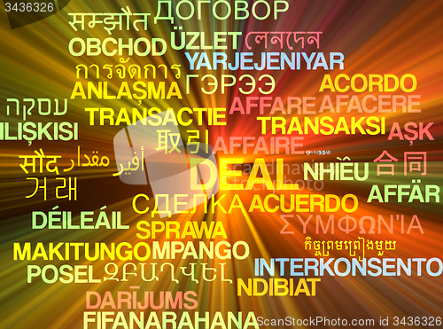 Image of Deal multilanguage wordcloud background concept glowing