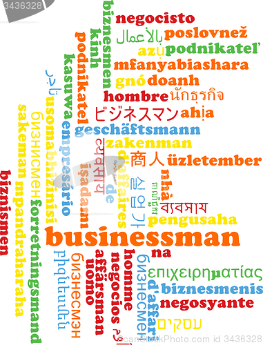 Image of Businessman multilanguage wordcloud background concept