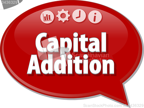 Image of Capital Addition  Business term speech bubble illustration