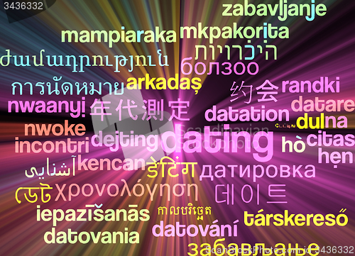 Image of Dating multilanguage wordcloud background concept glowing