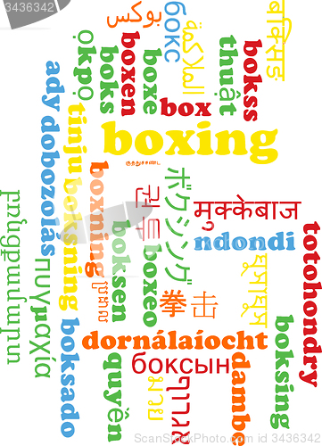 Image of Boxing multilanguage wordcloud background concept