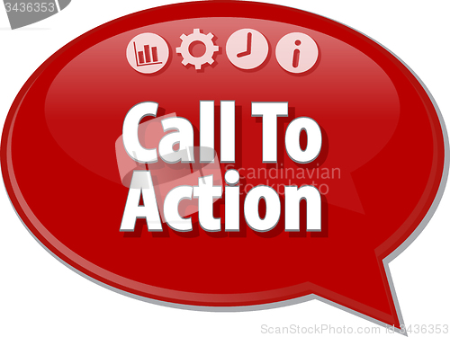Image of Call To Action Business term speech bubble illustration
