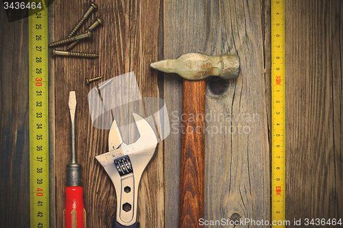 Image of still life with old locksmith tools