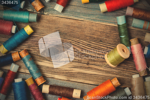 Image of Vintage spools with colored threads