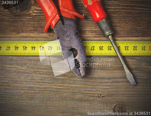 Image of vintage pliers and old screwdriver