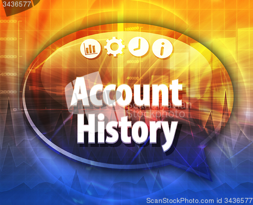 Image of Account history Business term speech bubble illustration