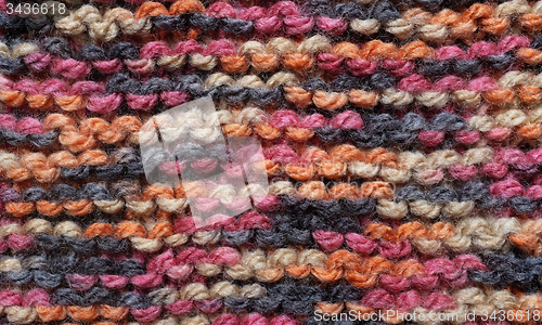 Image of Close-up of garter stitch in multi-colored wool