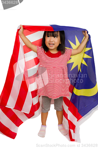 Image of Asian Chinese Little girl with Malaysia Flag