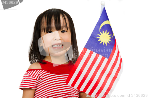 Image of Asian Chinese Little girl with Malaysia Flag