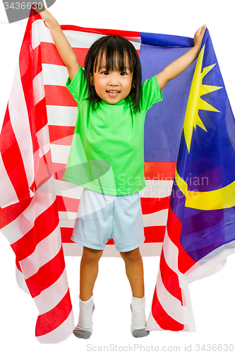 Image of Asian Chinese Little girl with Malaysia Flag