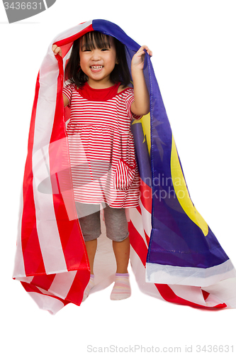 Image of Asian Chinese Little girl with Malaysia Flag