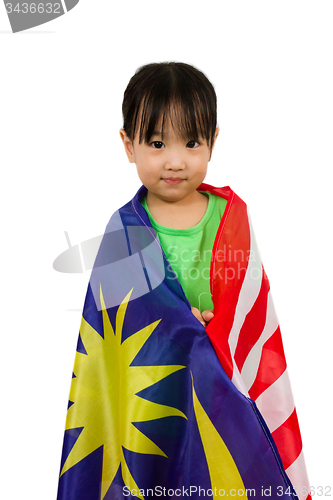 Image of Asian Chinese Little girl with Malaysia Flag