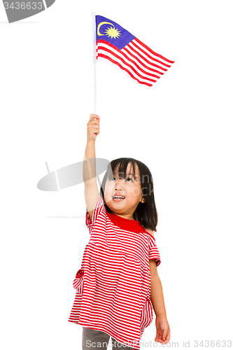 Image of Asian Chinese Little girl with Malaysia Flag