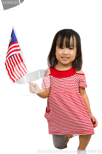 Image of Asian Chinese Little girl with Malaysia Flag