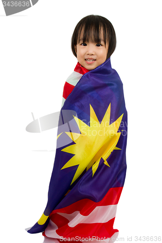 Image of Asian Chinese Little girl with Malaysia Flag