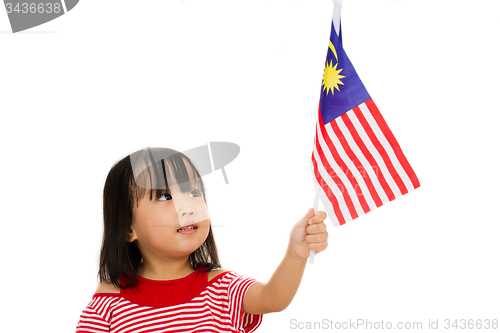 Image of Asian Chinese Little girl with Malaysia Flag