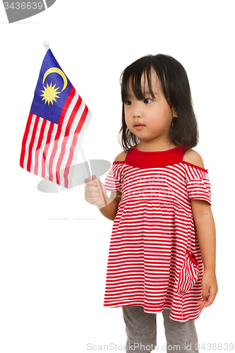 Image of Asian Chinese Little girl with Malaysia Flag