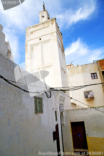 Image of  mosque muslim the history  symbol  in morocco  africa  minaret 