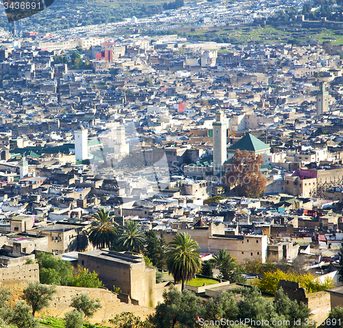 Image of from high in the village morocco africa field and constructions