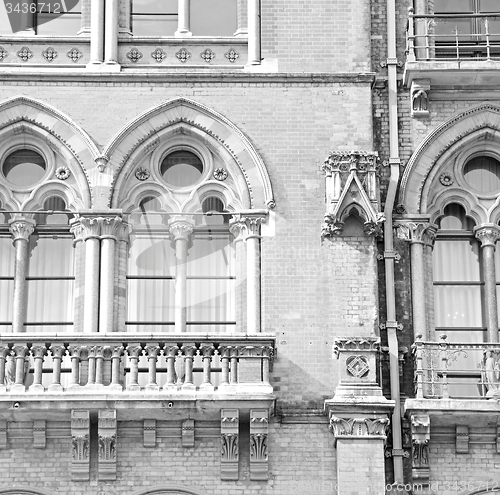 Image of old wall architecture in london england windows and brick exteri