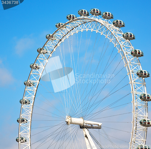 Image of london eye in the spring sky and white clouds